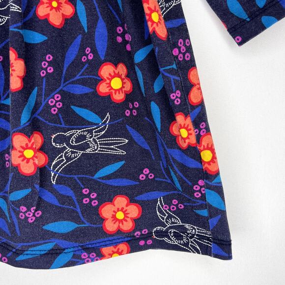 Hanna Andersson Long Sleeve Dress Floral Birds size 90 - Picture 5 of 12